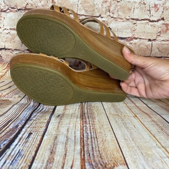 UGG Mattie Brown Leather Strappy Wedge Heel Sandal Sz 7.5 - Picture 6 of 7